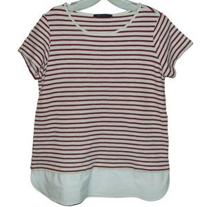 M & S Collections UK Sz 14 (USA 10) Red & Ivory Striped Sweater w/shirttail m